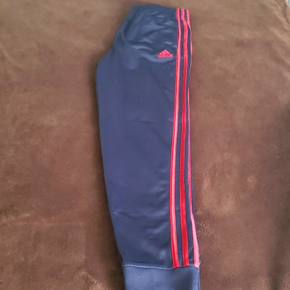 Adidas jogger pants, boys XL with drawstring, blue/red, like new, ready to wear!